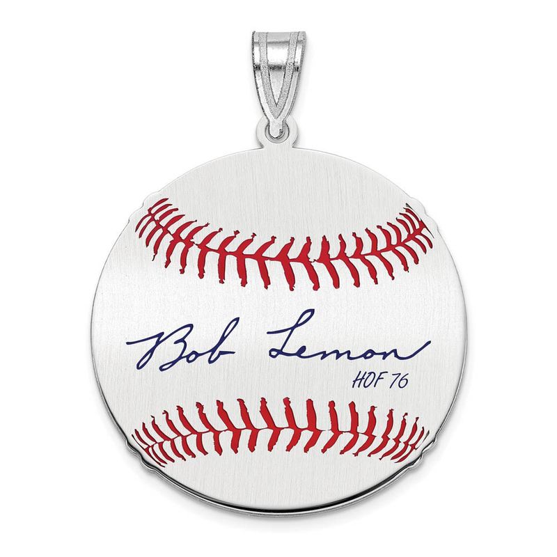 Sterling Silver Bob Lemon Signature Md Enamel Baseball Pendant